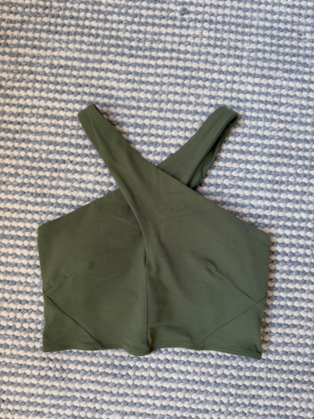 Lululemon Olive Green Cross-Neck Crop Top Sz 6